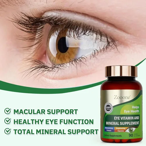 Vista 5 de Zooone Suplemento de vitaminas para los ojos de luteína, 90 piezas, luteína y zeaxantina para mujeres y hombres contra el ojo macular y seco