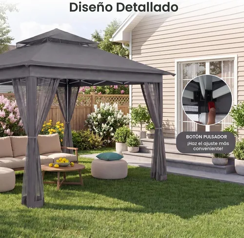 Vista 4 de LAUSAINT HOME Tienda de campaña con toldo desplegable de 11 x 11 pulgadas con mosquitera, color gris