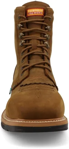Vista 4 de Twisted X - Botas de cuero de grano completo con cordones para hombre de 8 pulgadas con punta de acero para hombre Sillín envejecido.