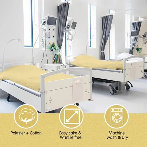 Vista 3 de Moukeren Juego de sábanas de hospital, 6 piezas, sábana bajera ajustable de bolsillo profundo de 36 pulgadas con elástico en todo el contorno, Beige
