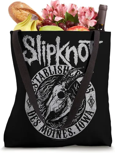Vista 4 de Bolsa oficial Slipknot de cabra con llamas de cabra color negro Blanco 16 pulgadas