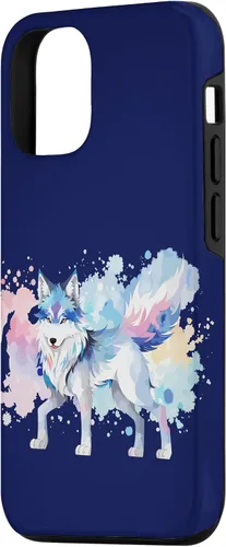 Vista 2 de Funda gráfica de lobo para iPhone 14 con diseño de lobos de anime japonés