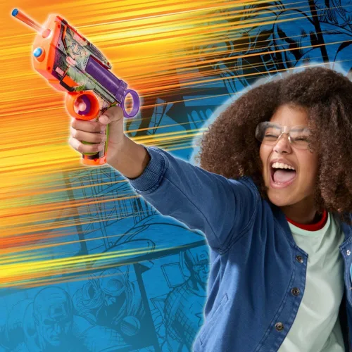 Vista 12 de Nerf Marvel Hulk Dart Blaster 4 dardos de espuma Nerf N1 Diseños de piel inspirados en Hulk Regalos para llenar calcetines navideños