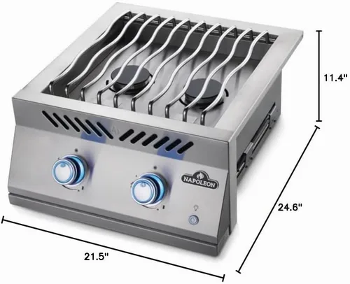 Vista 5 de Napoleon Componente integrado - BIB18RTPSS - Quemador de doble rango de caída, parrilla para barbacoa, acero inoxidable de grado marino, gas