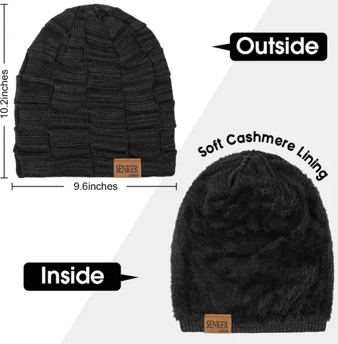 Vista 3 de 2 Pack Slouchy Beanie Winter Hats for Men and Women, Thick Warm Oversized Knit Cap