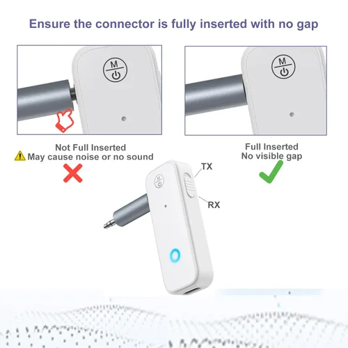Vista 7 de Adaptador Bluetooth auxiliar para automóvil, receptor transmisor Bluetooth 5.3 2 en 1 para llamadas manos libres, cancelación de ruido Receptor
