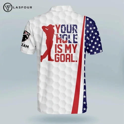 Vista 3 de LASFOUR Camisas de golf divertidas personalizadas para hombres manga corta americana ajuste seco camisas de golf ligeras para papá abuelo