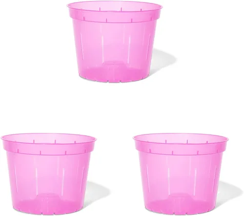 Vista 6 de rePotme Paquete de 3 macetas de orquídeas de 4 pulgadas con agujeros para trasplante (cuarzo rosa)