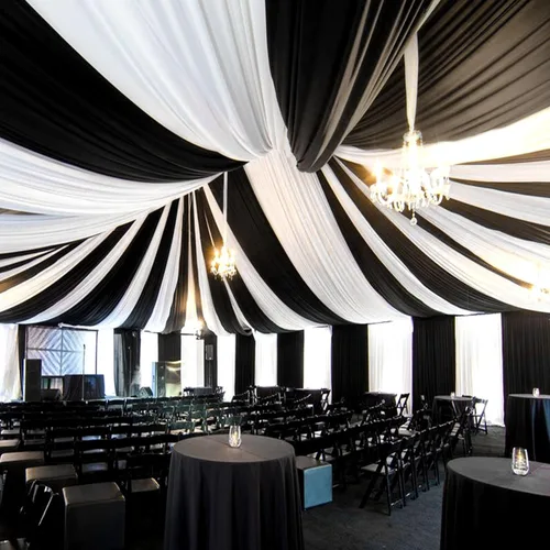 Vista 35 de 6 paneles de cortinas de techo azul bebé para boda, cortinas de techo de 5 pies x 10 pies, tela de drapeado para arco de boda, cortinas