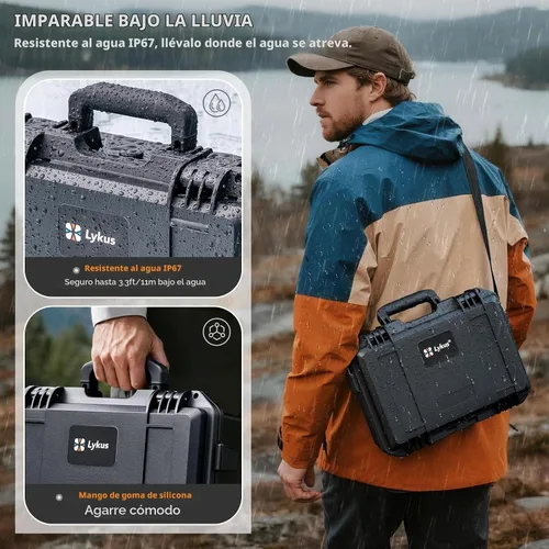 Vista 6 de Lykus Titan LT110 - Funda rígida impermeable para DJI Lito 1/Lito X1 Fly More Combo, compatible con controlador RC2/RC-N3, hasta 7 baterías, correa