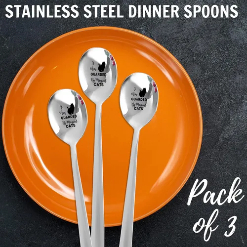 Vista 3 de halloween - I am guarded by magical cats Stainless Steel Spoon Pack of 3