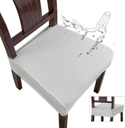Vista 18 de Genina Fundas de asiento impermeables para sillas de comedor (2 unidades, con abertura trasera, beige)