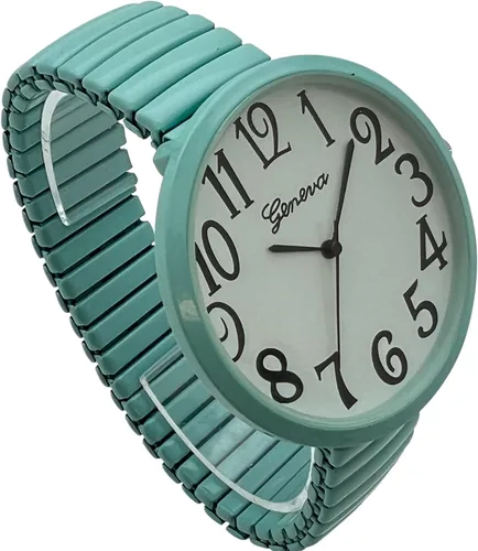 Vista 2 de Reloj de pulsera con correa de expansión fácil de lector con esfera blanca súper grande de 1.73 pulgadas, reloj de pulsera de moda con pantalla