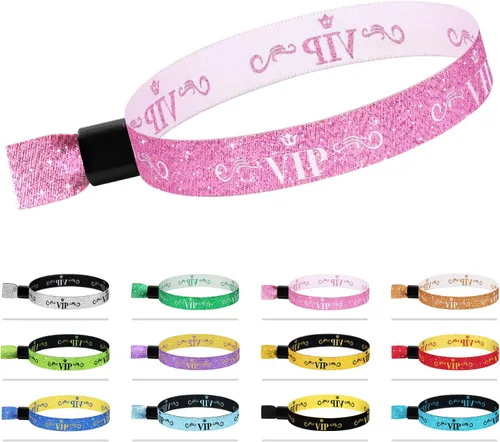 Vista 15 de 100 piezas de pulseras VIP de tela para eventos, pulseras VIP desechables para eventos, pulseras VIP de colores para eventos, para conciertos Negro