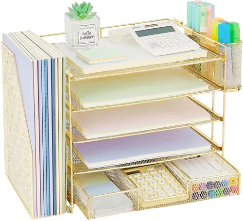 Vista 21 de OPNICE - Organizadores de escritorio y accesorios, para espacio de trabajo, suministros de oficina, organizador de archivos con 2 soportes para Negro
