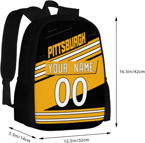Vista 3 de KREDE Mochila Pittsburgh - Bolsas personalizadas para hombres y mujeres, Negro 01