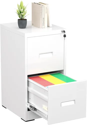 Vista 14 de Greenvelly Archivador Vertical de 18" D, Gabinete de 2 Cajones con Cerradura para Oficina en Casa, Metal Negro para Colgar Carpetas