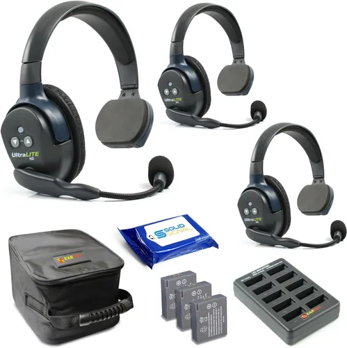 Vista 5 de Eartec UL2SD Ultralite - Auriculares inalámbricos de dúplex completo para 2 usuarios - 1 auricular de una sola oreja y 1 auricular de doble oreja