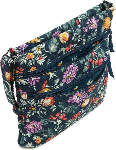 Vista 4 de Bolso cruzado hipster de algodón con triple cremallera para mujer
