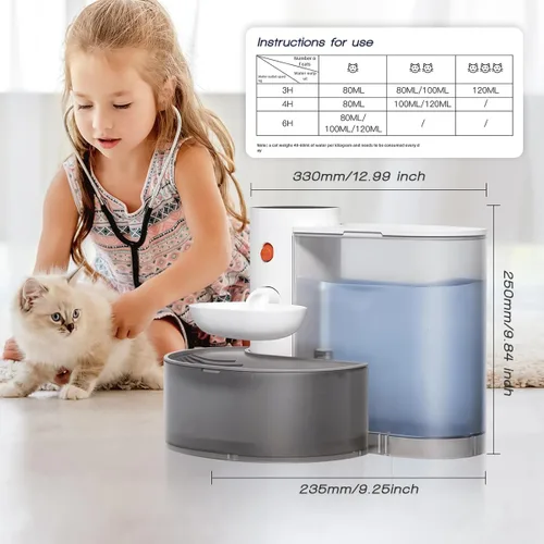 Vista 6 de Fuente de agua inalámbrica inteligente para mascotas, fuente de agua para mascotas mejorada 2026 sin filtro, diseño ultrasilencioso de 3.5 L/118