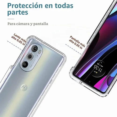 Vista 2 de Funda para Moto Edge + 2022/Edge 30 Pro/Edge X30 XT2201-1 con protector de pantalla de vidrio templado, suave 360 cuerpo completo a prueba