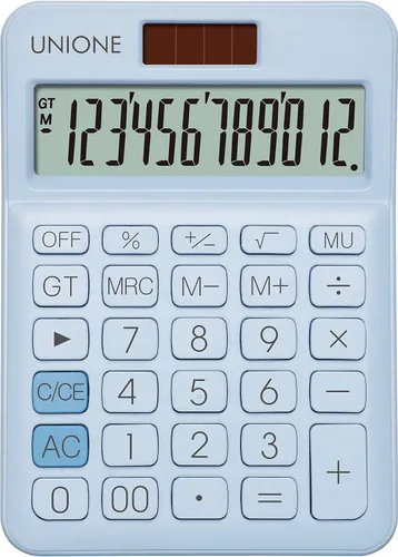 Vista 11 de UNIONE Calculadora Panda con LCD brillante, escritorio portátil de doble alimentación. Color. Negocios, oficina, escuela secundaria... (beige)