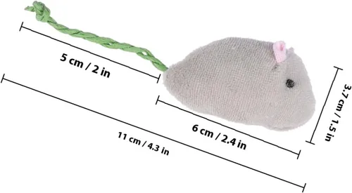 Vista 2 de KALLORY 3 ratones de piel realista de imitación de felpa con cola larga para juego interactivo y masticación, estimula gatos y gatitos y mascotas