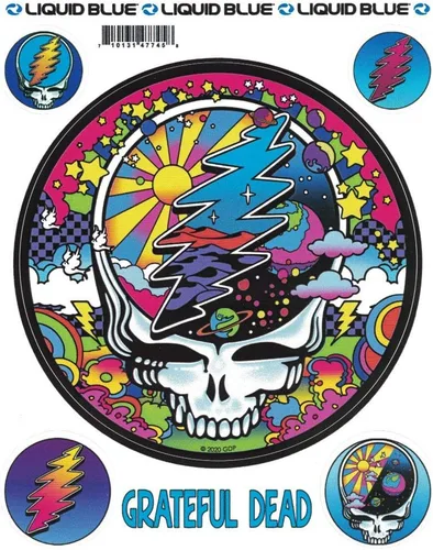 Vista 3 de Calcomanía de Grateful Dead Mod Max Steal Your Face de 4.5 x 4.5 pulgadas con 4 mini calcomanías adicionales