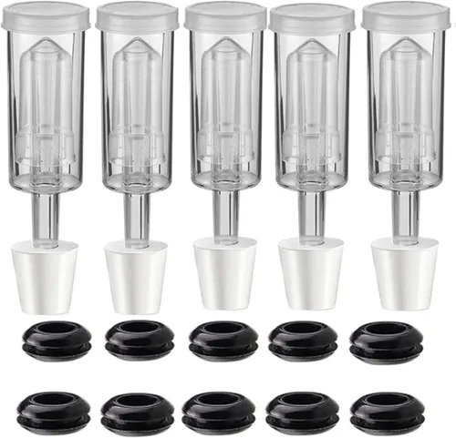 Vista 7 de Esclusas de aire de 3 piezas con 10 ojales, kit de esclusa de cerveza, esclusas para fermentar fermentación de bloqueo de aire para elaboración