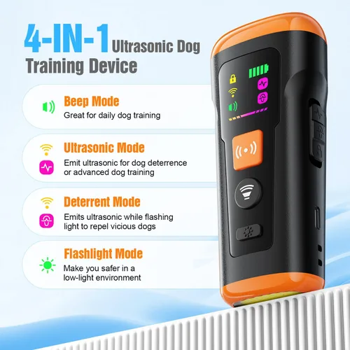 Vista 2 de Dispositivos Disuasorios de Ladridos de Perros, 3X Dispositivo Anti-Ladridos para Perros Entrenamiento Ultrasónico de Perros, Hasta 50 Pies Control