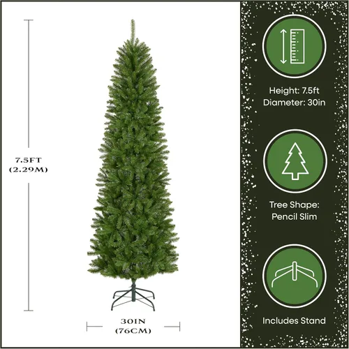 Vista 4 de Árbol a lápiz de madera de abeto con base de 7.5 (KW7-500-75), de National Tree