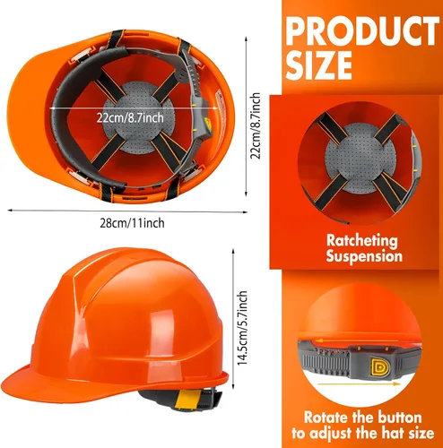 Vista 2 de Fabbay 5 piezas de casco de suspensión estilo gorra de trinquete para seguridad con almohadilla de algodón para cejas, rejillas de ventilación