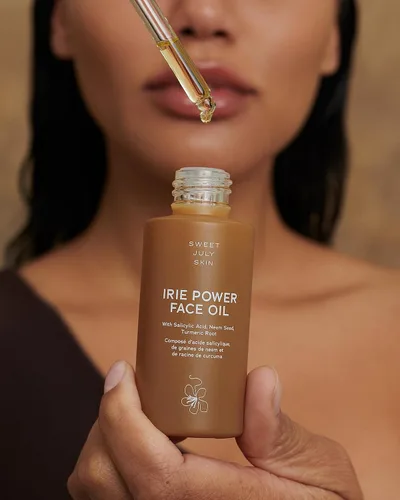 Vista 2 de SWEET JULY SKIN Irie Power - Aceite facial hidratante, iluminador, hidratante, escualeno, aceite de semilla de neem, aceite de raíz de cúrcuma