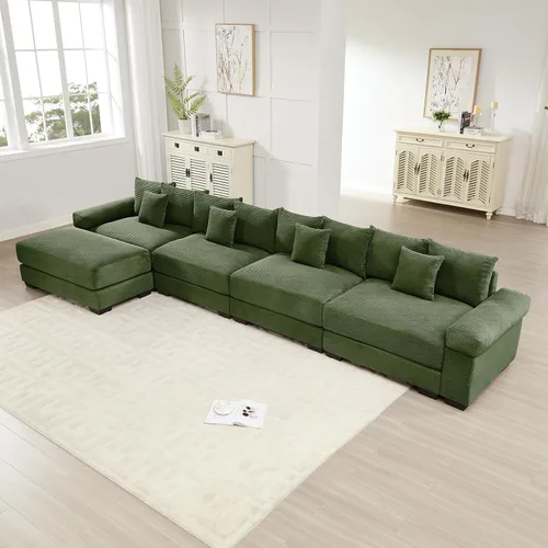 Vista 12 de ODUSE-DAILY Sofá modular de gran tamaño de 117.3 pulgadas, sofás modulares grandes de pana para sala de estar, sofás de 3 plazas, moderno juego