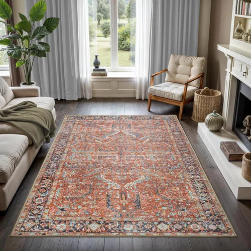 Vista 265 de GLN Rugs Traditional Collection - Alfombra de felpilla lavable a máquina, tradicional lavable, antideslizante, alfombra de felpilla de pelo corto