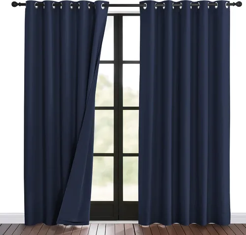 Vista 34 de NICETOWN - Cortinas divisoras con barrera de sonido 100% opacas de 84 pulgadas, cortinas con bloqueo de ruido, calor y frío con forro de tela