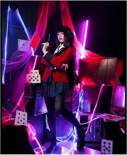 Vista 8 de Anime Kakegurui Jabami Yumeko - Disfraz de uniforme escolar para cosplay, conjunto completo para mujer