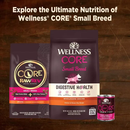 Vista 8 de Wellness CORE - Alimento seco para perros de raza pequeña, harina de pavo y pollo, bolsa de 4 libras CORE en paté de comida húmeda para perros