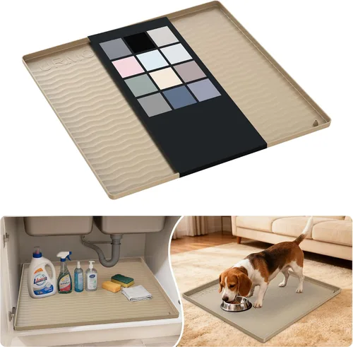Vista 44 de URMONA - Tapete de silicona impermeable para debajo del fregadero, 16 x 10 Beige