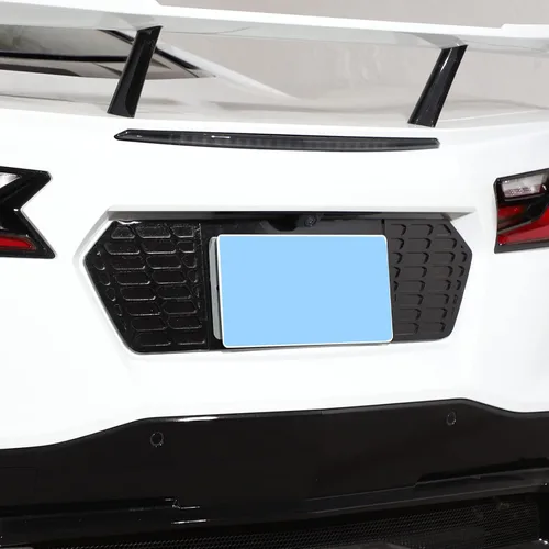 Vista 4 de Cubierta de protección para marco de licencia trasero, aleación de aluminio, 1 unidad, compatible con Chevrolet Corvette C8 Stingray 2020-2023 Marco