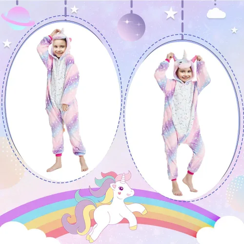 Vista 4 de UVIPC Pijama de unicornio de Navidad para adultos, para mujer, unicornio, fiesta de Navidad, cosplay, cremallera