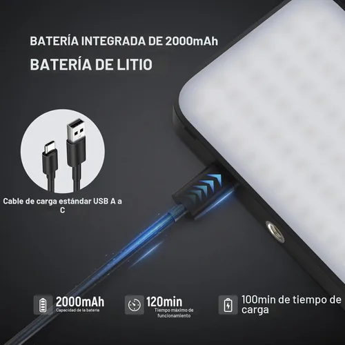 Vista 4 de NEEWER Versión de Nivel de Entrada Luz de Selfie para Teléfono para iPhone, 2500-9000K CRI80 2000mAh Recargable Luz de Clip de Plástico