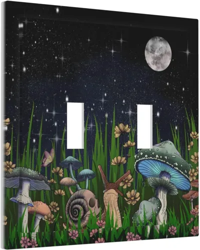 Vista 96 de Bear Moose Lodge Woodland - Placa de interruptor de luz dúplex individual de 1 banda, cubierta de salida decorativa de pared, placa frontal