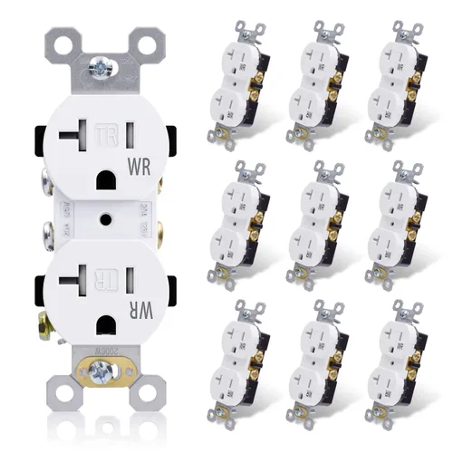 Vista 9 de ELEGRP Receptáculo dúplex con placa de pared, toma de pared eléctrica estándar de 20 A 125 V, resistente a manipulaciones TR y resistente a