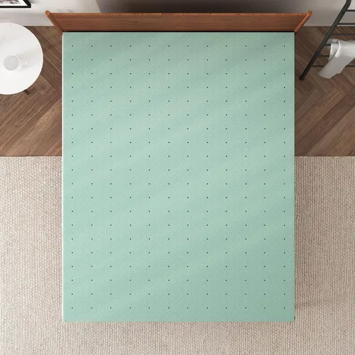 Vista 3 de NapQueen Cubrecolchón de espuma viscoelástica de té verde ventilado de 2 pulgadas, verde elegante, certificado CertiPUR-US, tamaño matrimonial