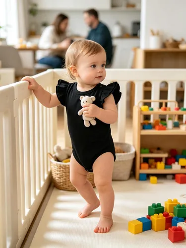 Vista 4 de Magic Park 0-24M Mameluco para bebé niña, traje de una pieza para bebé niña de color sólido, camiseta con volantes para niña, camiseta para bautizo