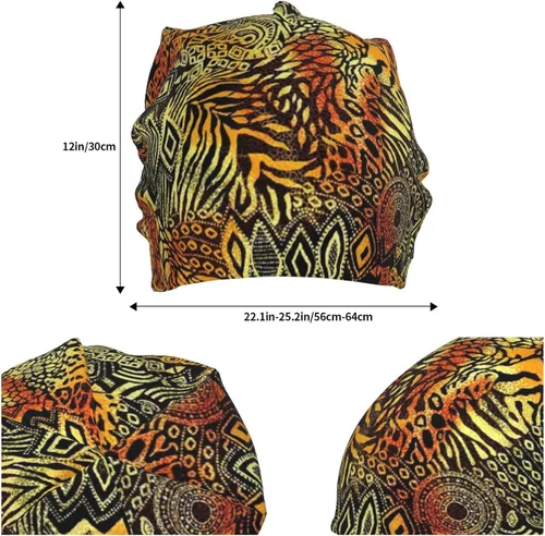 Vista 38 de Gorro africano holgado para adultos, tejido elástico, de calavera, gorro de invierno para exteriores para mujeres y hombres