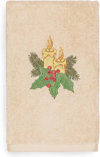 Vista 38 de Toalla de mano bordada de lujo 100% algodón turco, racimo de acebo de Navidad