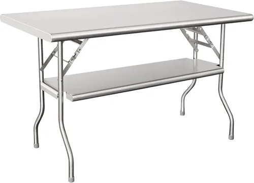Vista 8 de HARDURA Mesa de preparación plegable de acero inoxidable de 30 x 48