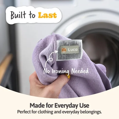 Vista 3 de Etiquetas de nombre personalizadas para niños (60) – Adhesivos personalizados impermeables y duraderos para ropa, guardería, oficina y suministros